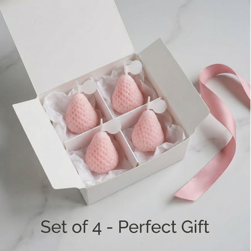 Light Pink Strawberry Scented Candles, 4-Pack Set - Image 4
